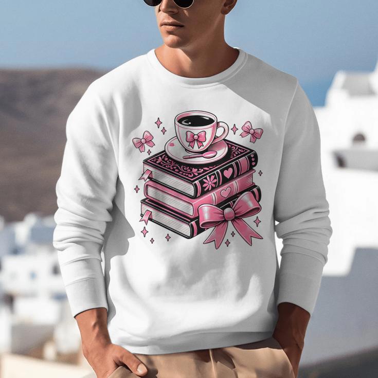 All Booked For Valentine's Teacher Coquette Bow Coffee Book Unisex Sweatshirt All Booked For Valentine's Teacher Coquette Bow Coffee Book Unisex Sweatshirt