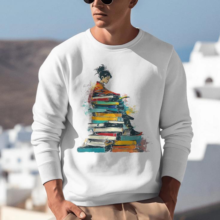Books Abstract Artist Women Art Painting Books Unisex Sweatshirt Books Abstract Artist Women Art Painting Books Unisex Sweatshirt