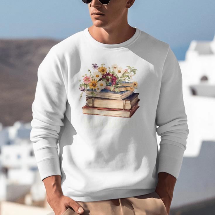 Booktrovert Vintage Wildflowers Books For Book Lovers Unisex Sweatshirt