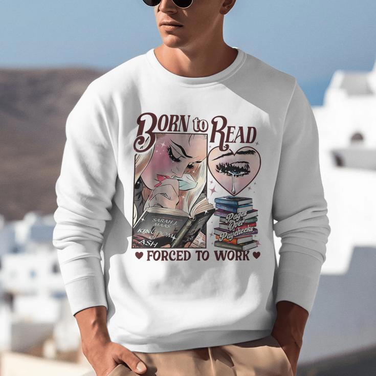 Born To Read Forced To Work Booklover -Adults Book Lovers Casual Grey Small Unisex Sweatshirt