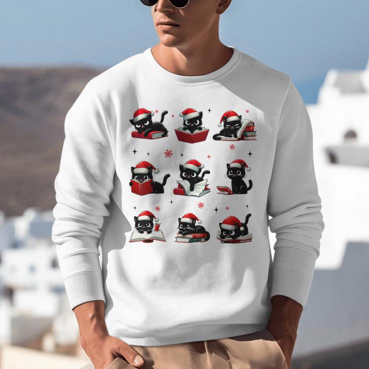 Cat Reading Books Lover Christmas Cat Lover Xmas Unisex Sweatshirt Cat Reading Books Lover Christmas Cat Lover Xmas Unisex Sweatshirt