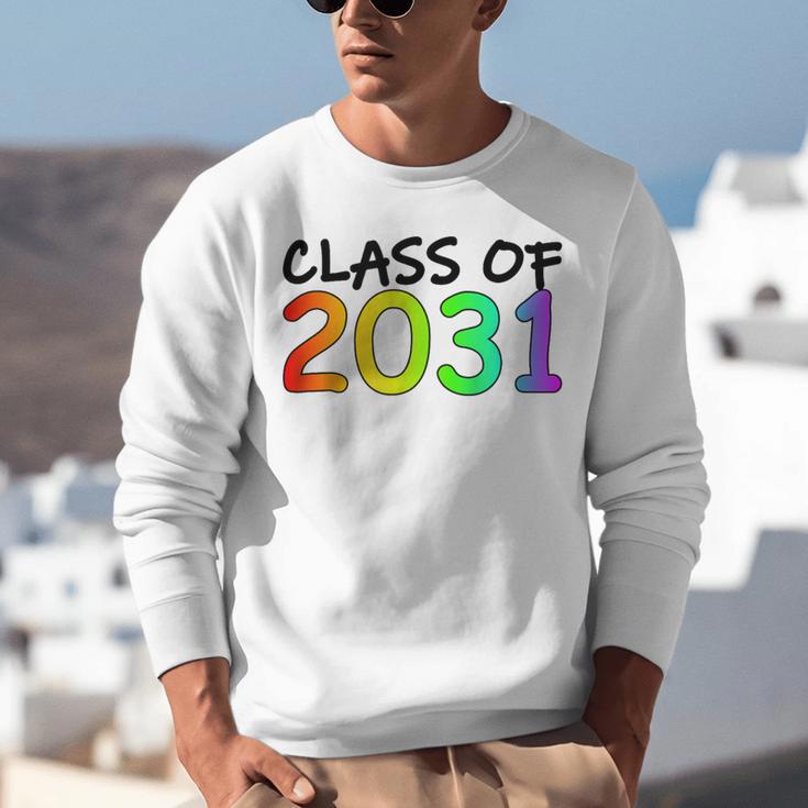 Class Of 2031 Pre-K -12th Grade Hand Prints Space Graduation Unisex Sweatshirt