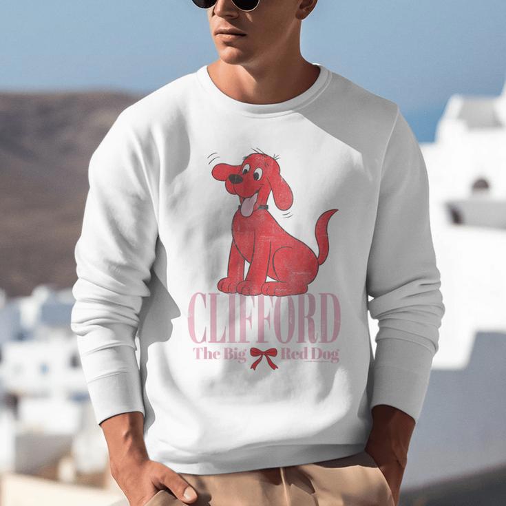 Clifford The Big Red Dog Pink Text With Bow Illustrated Book Unisex Sweatshirt