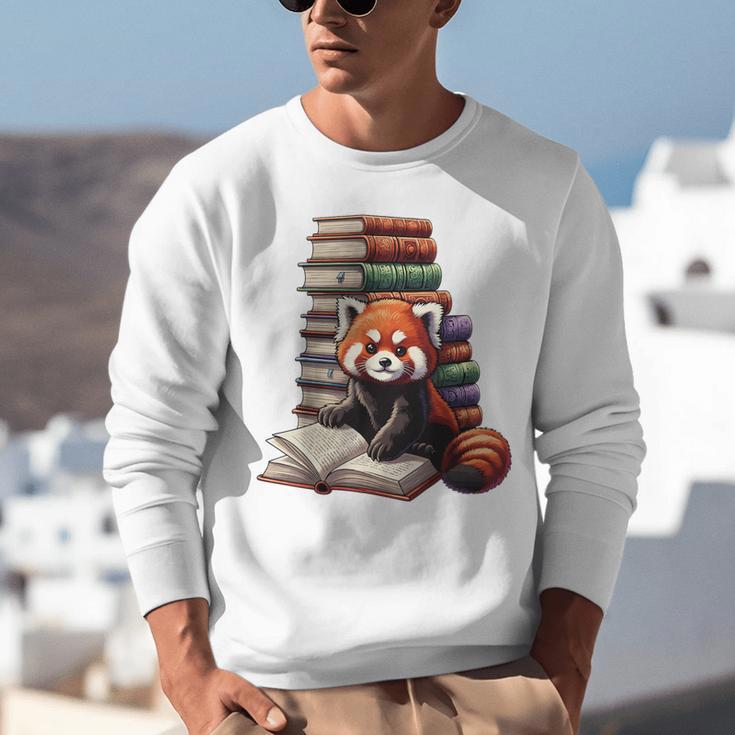 Cute Red Panda Reading Book Animal Bookworm Unisex Sweatshirt