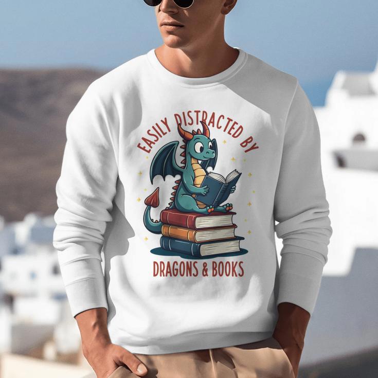 Dark Romance Romantasy Easily Distracted By Dragons & Books Unisex Sweatshirt