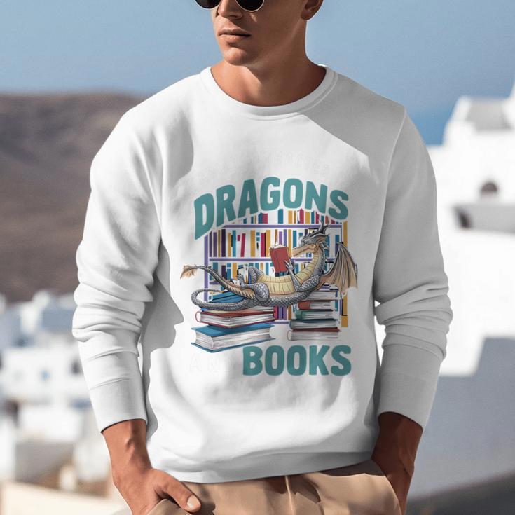 Easily Distracted By Dragons And Books Bookworm Unisex Sweatshirt Easily Distracted By Dragons And Books Bookworm Unisex Sweatshirt