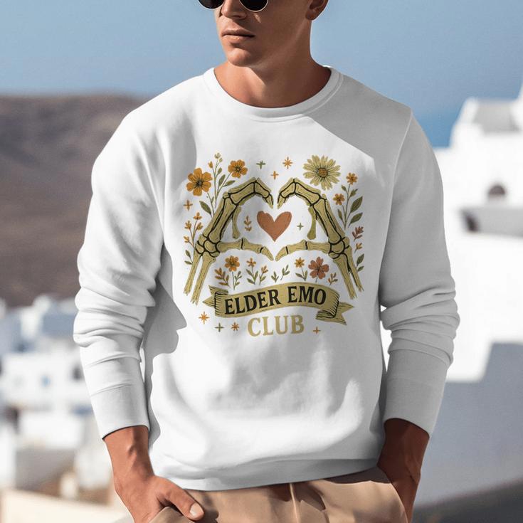 Elder Emo Club Skeleton Hands Heart Nostalgia Premium Tri-Blend Unisex Sweatshirt