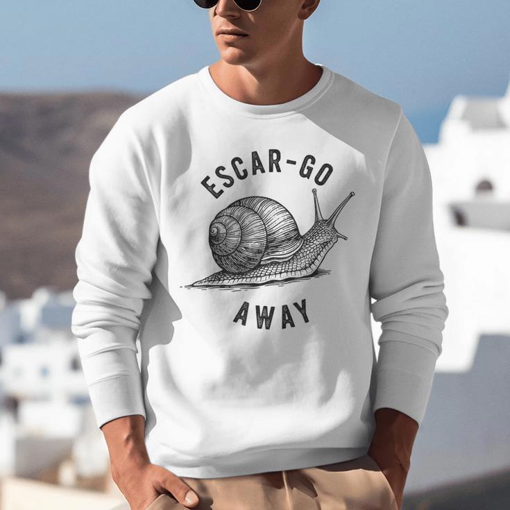 Escar Go Away Snail Vintage French Pun Introvert Humor Unisex Sweatshirt Escar Go Away Snail Vintage French Pun Introvert Humor Unisex Sweatshirt
