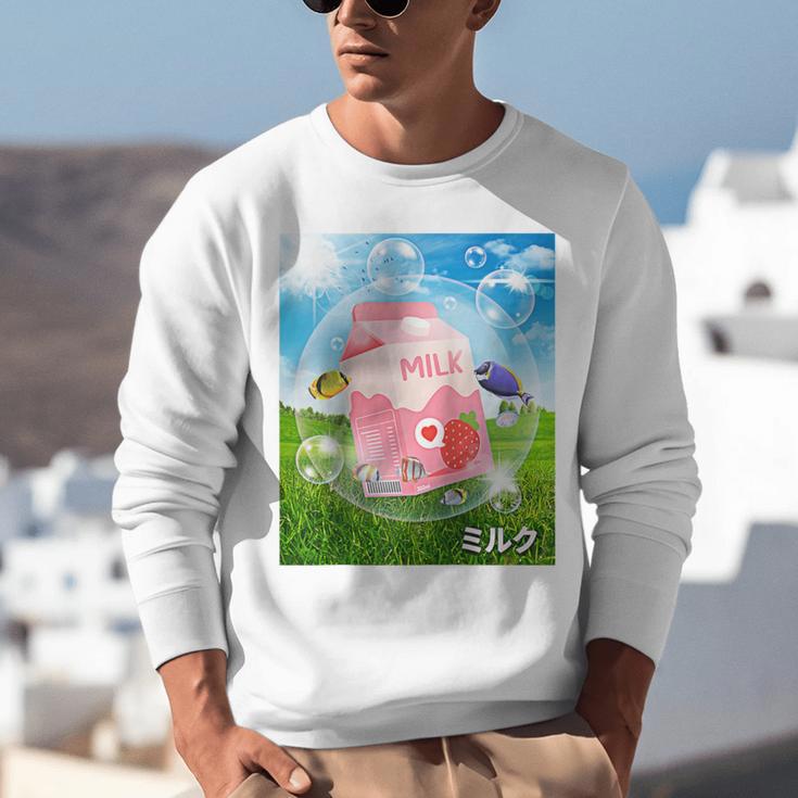 Frutiger Aero Aesthetic Tech Kawaii Strawberry Milk Fishes Raglan Baseball Tee Unisex Sweatshirt Frutiger Aero Aesthetic Tech Kawaii Strawberry Milk Fishes Raglan Baseball Tee Unisex Sweatshirt