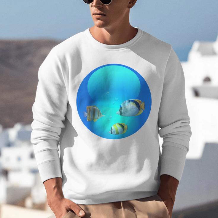 Frutiger Aero Aesthetic Tech Orb Fishes Raglan Baseball Tee Unisex Sweatshirt