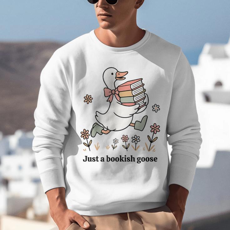 Goose With Books Cute Bookworm Reader Unisex Sweatshirt