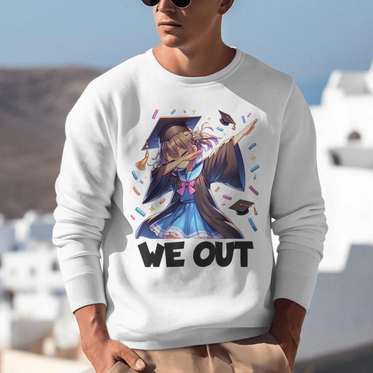 We Out Graduate Dabbing Anime Girl Grad Graduation Unisex Sweatshirt