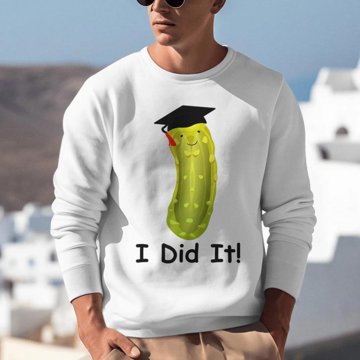 Graduation Cap Wearing Big Dill Pickle I Did It Graduate Fun Unisex Sweatshirt