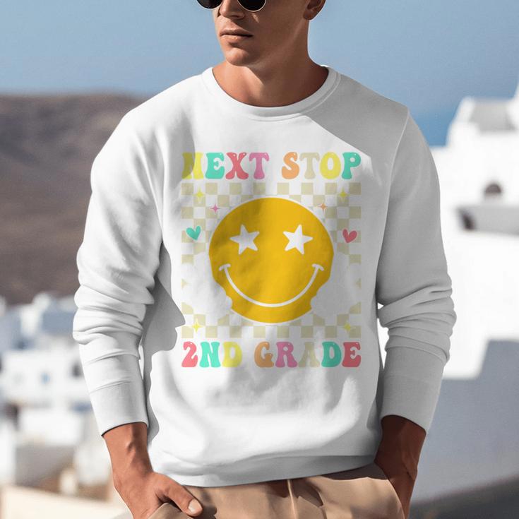 Groovy Next Stop 2nd Grade 1st Grade Graduation 2025 Premium Unisex Sweatshirt