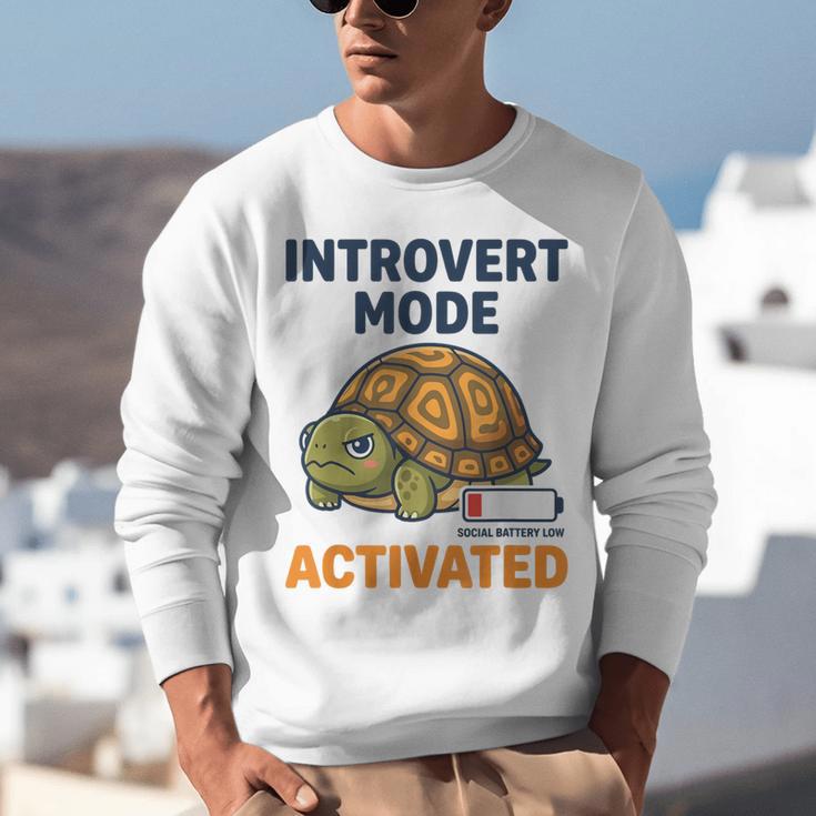 Introvert Mode Activated Low Social Battery Box Turtle Unisex Sweatshirt