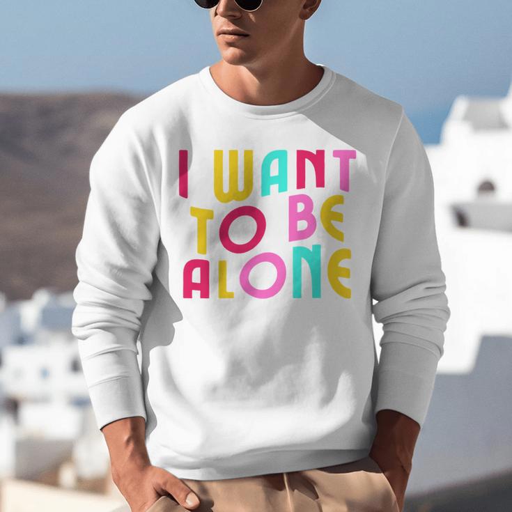 Introvert I Want To Be Alone Retro Wavy Unisex Sweatshirt