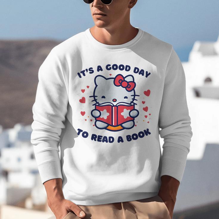 It's a Good Day To Read a Book Cute Cat Book Day Girls Boys Unisex Sweatshirt