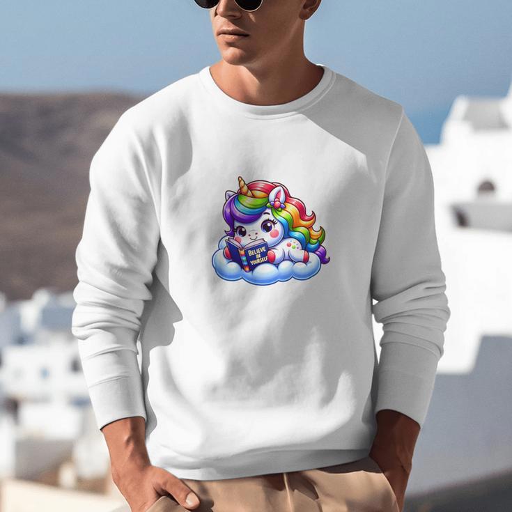 Just One More Chapter Bookish Book Unicorn Reading Book Unisex Sweatshirt