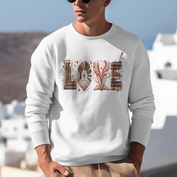 Librarian Reader Books Valentine Teacher Valentines Teach Unisex Sweatshirt