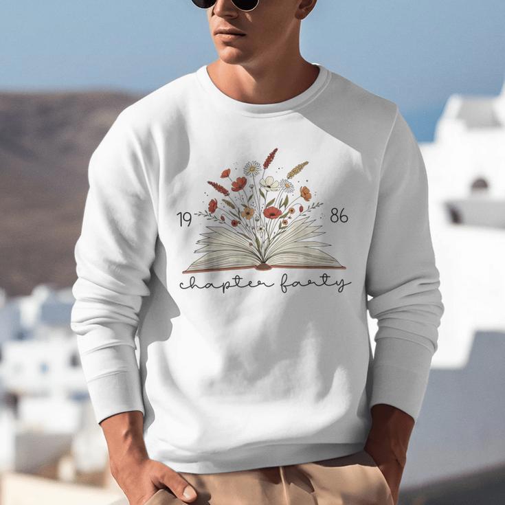 Life Chapter Forty 1986 Floral Book 40th Birthday Unisex Sweatshirt Life Chapter Forty 1986 Floral Book 40th Birthday Unisex Sweatshirt