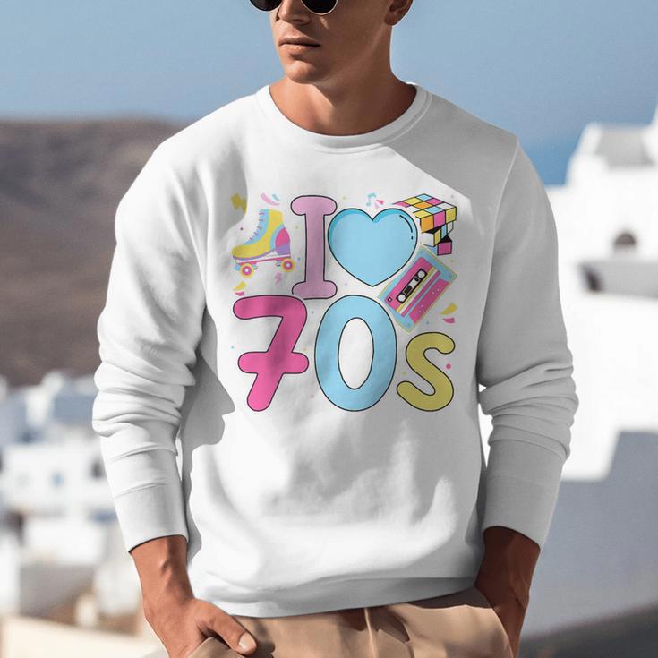 I Love 70's Retro Style Nostalgia Vibe 1970's Party Premium Tri-Blend Unisex Sweatshirt