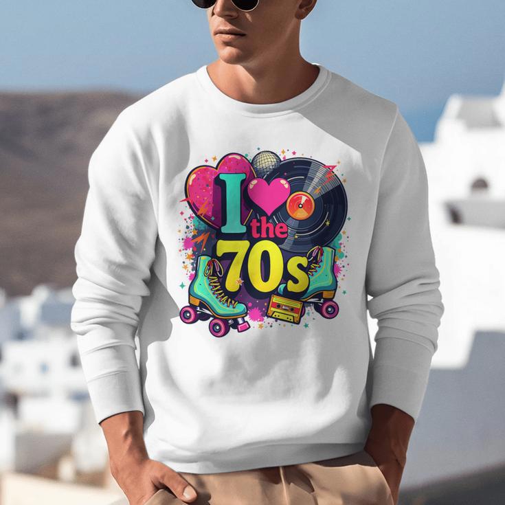 I Love The 70s Vintage Cassette Roller Vinyl Nostalgia 70s Premium Tri-Blend Unisex Sweatshirt