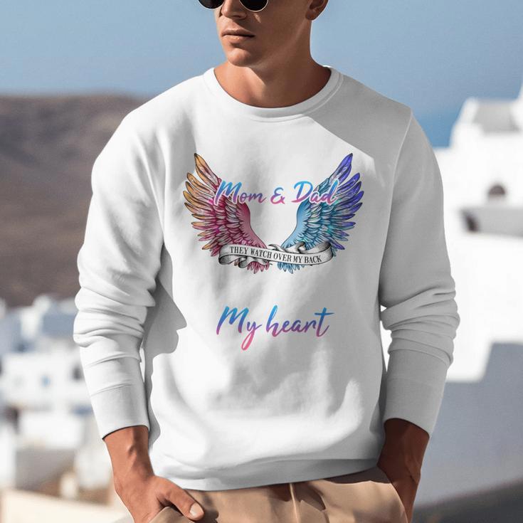 In Memory Of Mom Dad In Heaven Guardian Angel Wings Memorial Unisex Sweatshirt In Memory Of Mom Dad In Heaven Guardian Angel Wings Memorial Unisex Sweatshirt