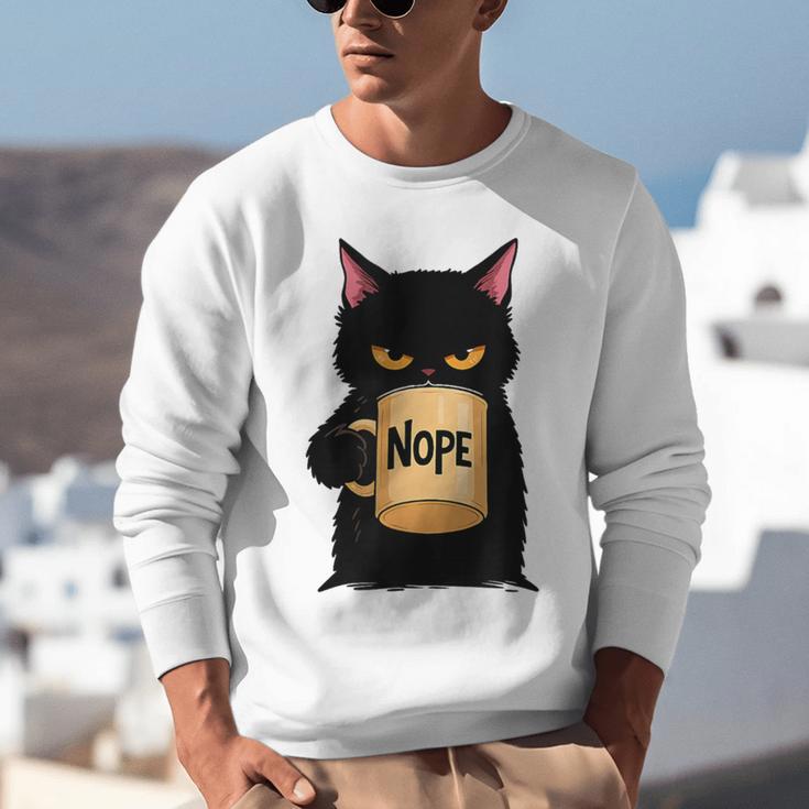 Nope Coffee Cat – Introvert Humor Monday Kitty Unisex Sweatshirt Nope Coffee Cat – Introvert Humor Monday Kitty Unisex Sweatshirt