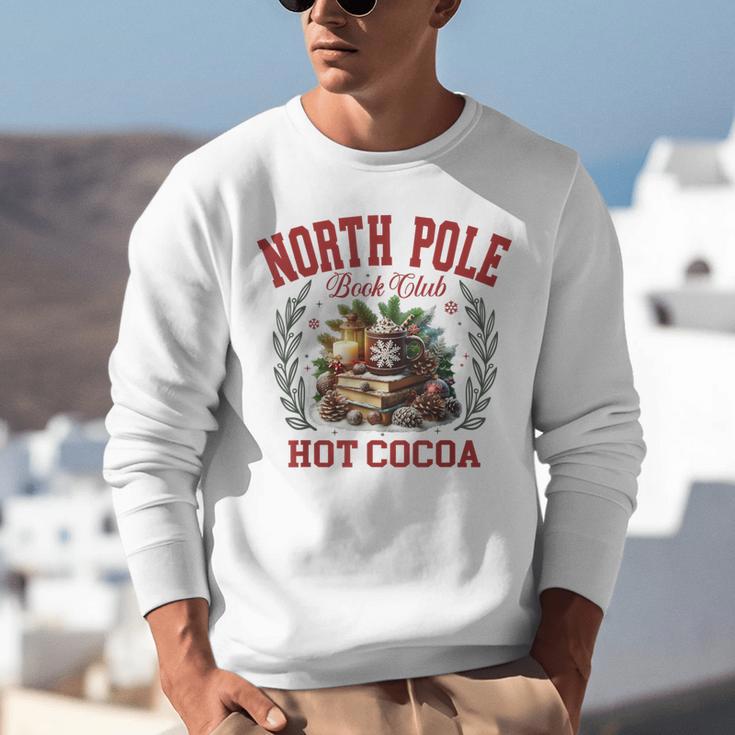 North Pole Book Club Hot Cocoa Bookworm Christmas Xmas Unisex Sweatshirt