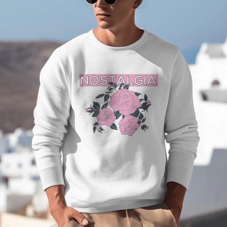 Nostalgia 80s 90s Retro Style Graphics Rose Pink Flower Unisex Sweatshirt