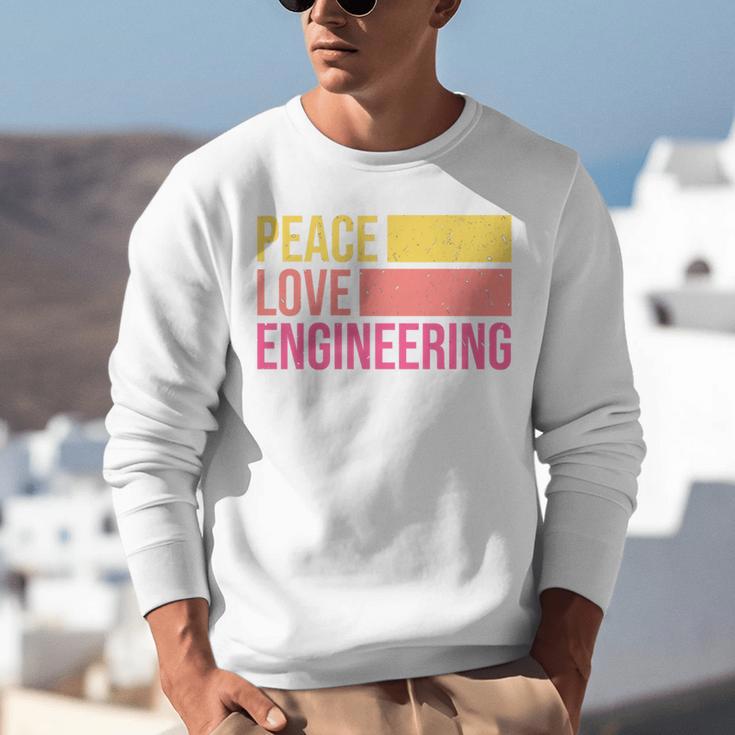 Peace Love Engineering Engineer School Graduation Retro Unisex Sweatshirt