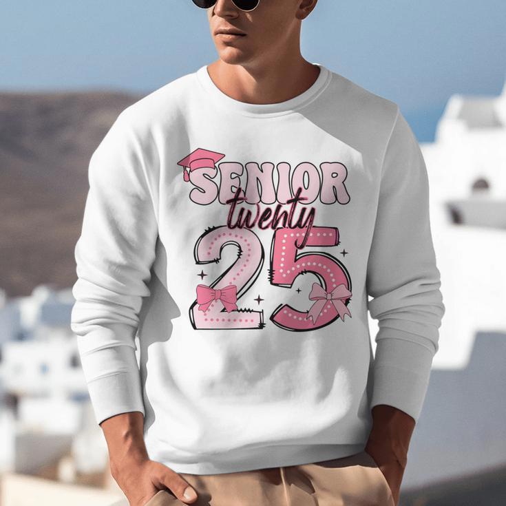Pink Coquette Bow Senior 2025 Back To School Graduation Girl Unisex Sweatshirt