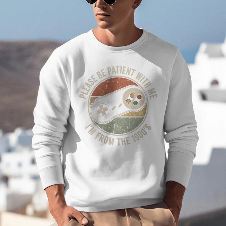 Please Be Patient With Me I'm From The 1900s Retro Gamer Premium Tri-Blend Unisex Sweatshirt