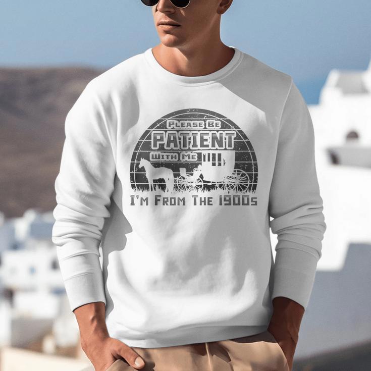 Please Be Patient With Me I'm From The 1900s Vintage Retro Raglan Baseball Tee Unisex Sweatshirt