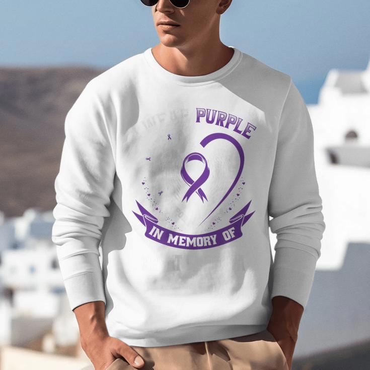Purple In Memory Of My Great Grandpa Alzheimers Back Graphic Unisex Sweatshirt