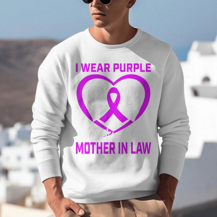 Purple In Memory Of Mother In Law Alzheimers Dementia Heart Unisex Sweatshirt