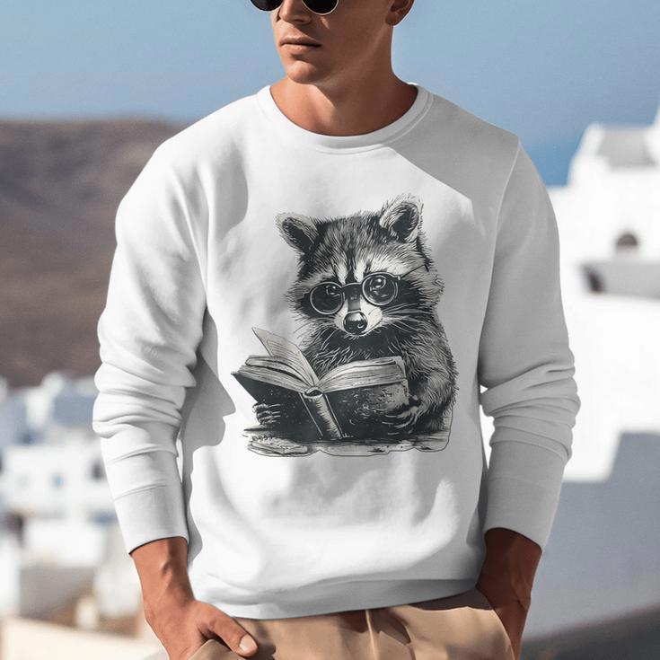 Raccoon With Book Cute Raccoons Reading Books Unisex Sweatshirt