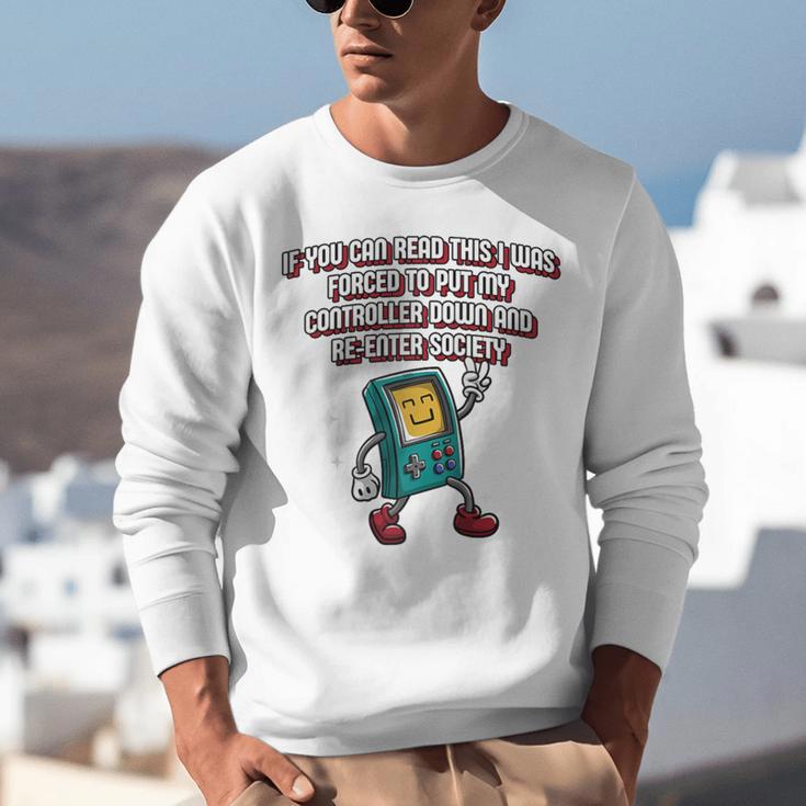 If You Can Read This Gamer Humor Gaming Introvert Raglan Baseball Tee Unisex Sweatshirt