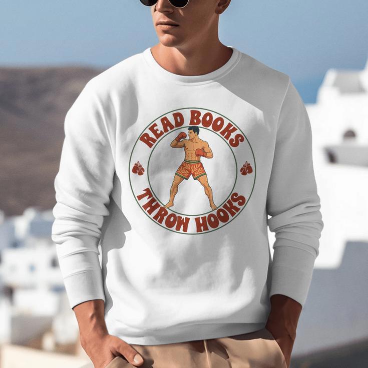 Reading Book Lover Boxer Boxing Lover Read Books Throw Hooks Unisex Sweatshirt