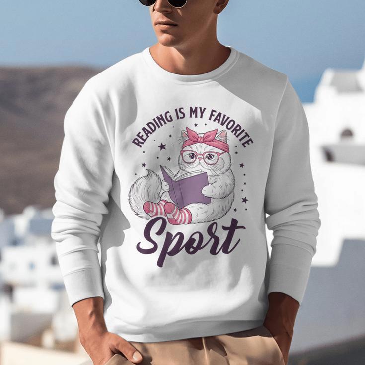 Reading Is My Favorite Sport Saying Cat And Book Lover Unisex Sweatshirt Reading Is My Favorite Sport Saying Cat And Book Lover Unisex Sweatshirt
