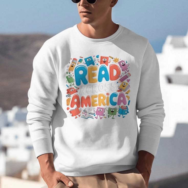 Reads Across Tee America Reading Teacher Books Reader Kids Unisex Sweatshirt