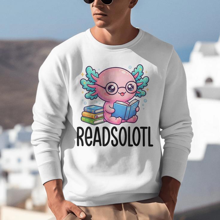 Readsolotl Cute Axolotl Reading Book Kawaii Pink Aesthetic Unisex Sweatshirt Readsolotl Cute Axolotl Reading Book Kawaii Pink Aesthetic Unisex Sweatshirt