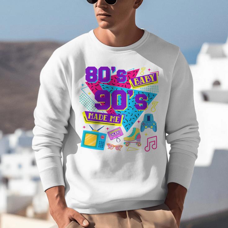 Retro 1980s 80's Baby 1990s 90's Made Me Nostalgia Birthday Premium Tri-Blend Unisex Sweatshirt