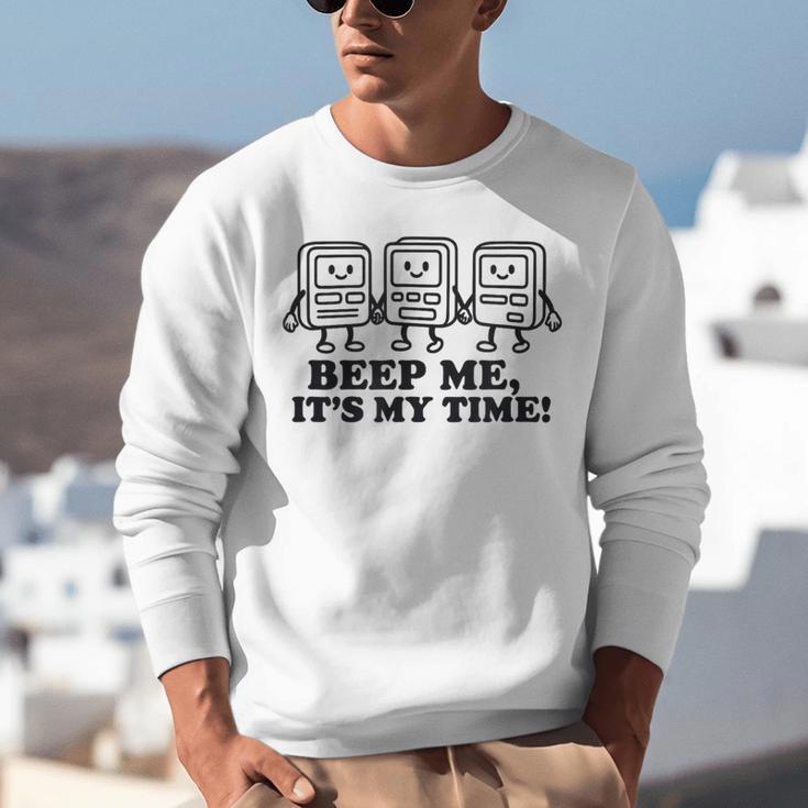 Retro Pager Squad Minimalist Monochrome Cartoon Nostalgia Unisex Sweatshirt