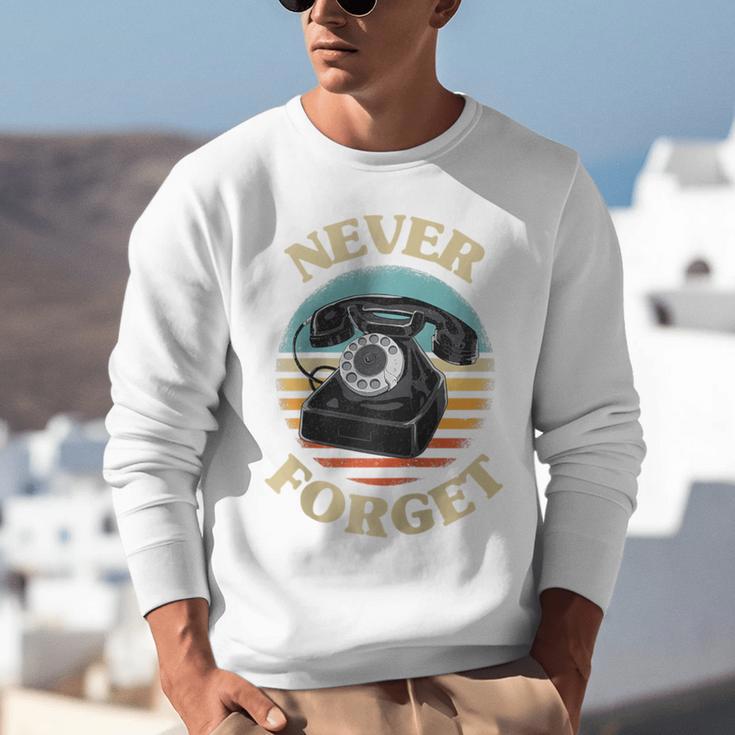 Retro Phone Never Forget Nostalgia Vintage Raglan Baseball Tee Unisex Sweatshirt