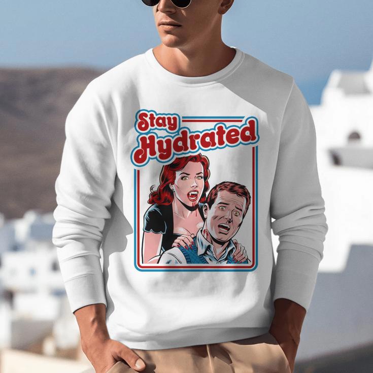 Retro Vampire Book Cover Style Stay Hydrated Halloween Unisex Sweatshirt