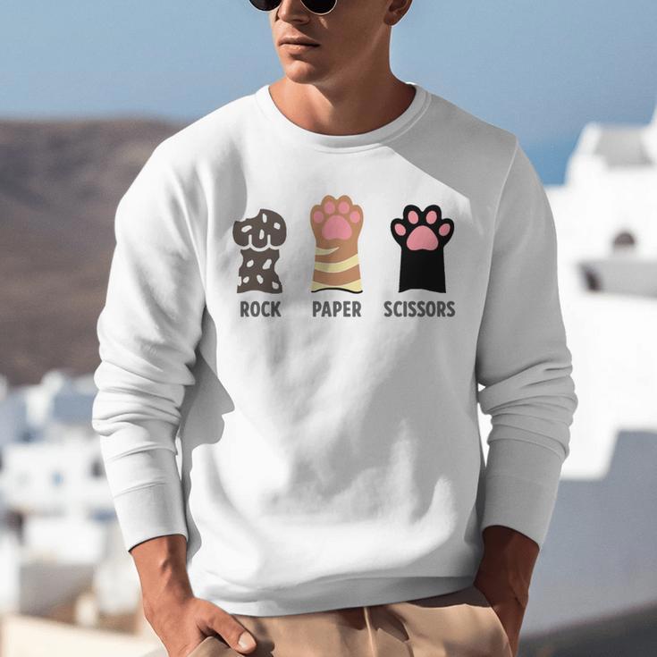 Rock Paper Scissors Hand Game Cute Paw Cat Introvert Unisex Sweatshirt