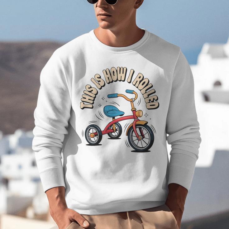 This How I Rolled Retro Tricycle 80s 90s Kid Nostalgia Premium Tri-Blend Unisex Sweatshirt
