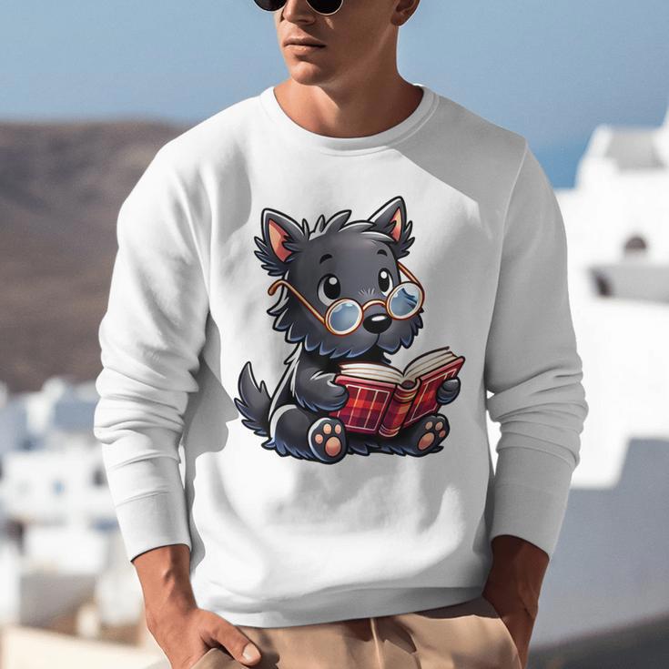 Scottish Terrier Reading a Book Dog Unisex Sweatshirt