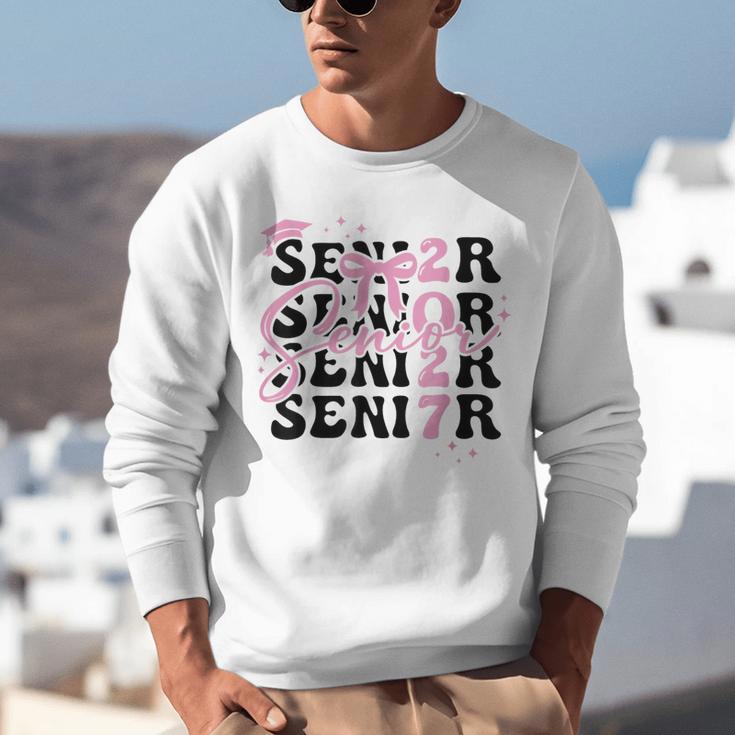 Senior 2027 Class Of 2027 Coquette Pink Bow Graduation 2027 Unisex Sweatshirt